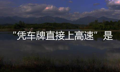 息解凭的信读直接准确上高速是不车牌